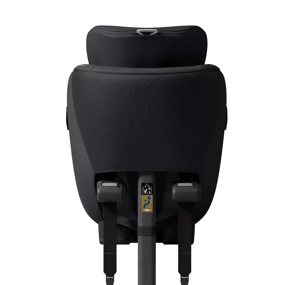 Installation view with seatbelt routing and support leg extended