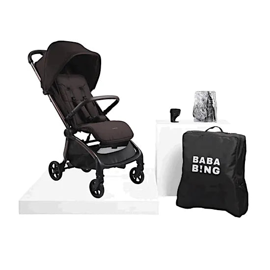 Bababing imi Compact Stroller in Kofe with carry bag, rain cover and cup holder included