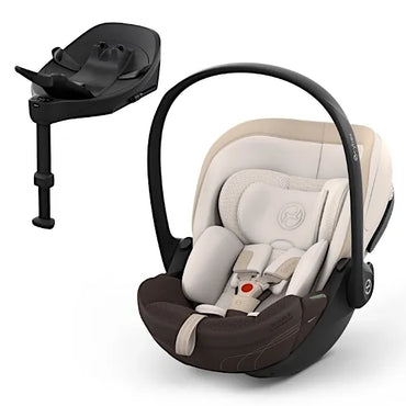 CYBEX Cloud S i-Size baby car seat with Base S rotating ISOFIX base in Amber Brown Style fabric