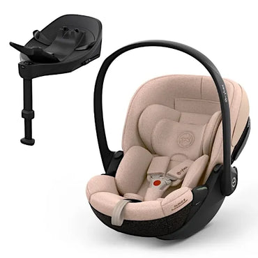 CYBEX Cloud S i-Size baby car seat with Base S rotating ISOFIX base in Cozy Beige Comfort fabric