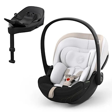 CYBEX Cloud S i-Size baby car seat with Base S rotating ISOFIX base in Off White Style fabric