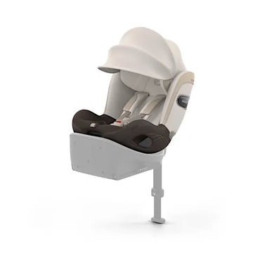 CYBEX Sirona S i-Size rotating rear-facing car seat in Amber Brown Style fabric with XXL sun canopy