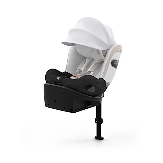 CYBEX Sirona Si i-Size rotating car seat with integrated ISOFIX base in Off White Style fabric with XXL sun canopy
