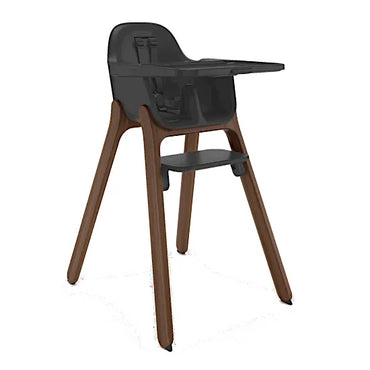 UPPAbaby Ciro V2 High Chair in Mason black with dark wood legs and tray attached