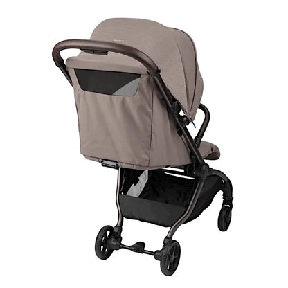 Bababing imi Compact Stroller in Minky — rear view showing under-seat storage basket