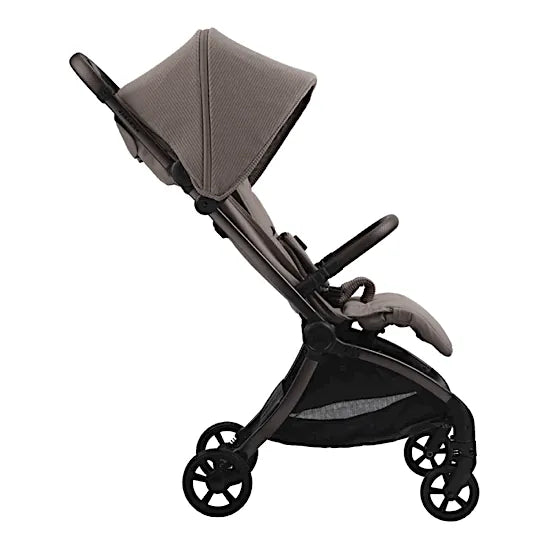 Bababing imi Compact Stroller in Minky — side view showing upright seat position