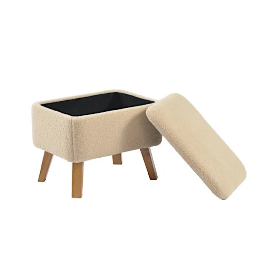 Bebe & Beyond Soother Nursing Storage Stool open showing internal storage compartment with lid removed