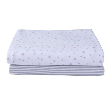 Clair de Lune 2 Pack Cotton Fitted Pram / Crib Sheets - 90 x 40 cm