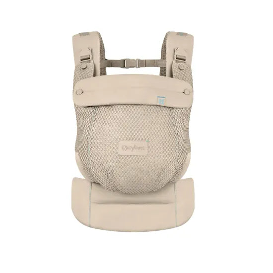 Cybex Amya Baby Carrier in Beige, front view showing breathable mesh panel and adjustable shoulder straps