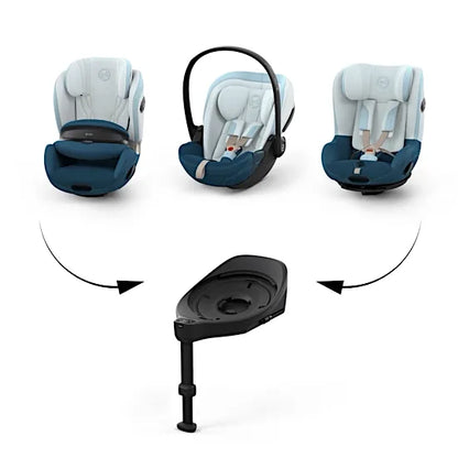 CYBEX Base S modular system with the Anoris S Airbag, Cloud S and Sirona S car seats in Opal Blue