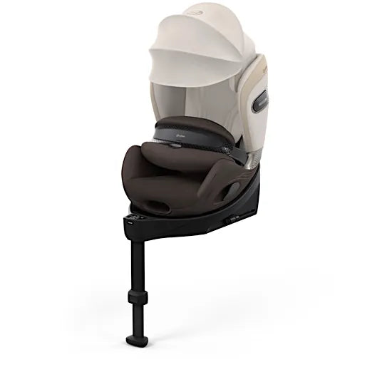 CYBEX Anoris Si i-Size airbag car seat with integrated ISOFIX base in Amber Brown Style fabric with XXL sun canopy