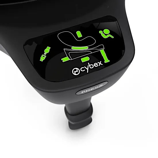 Close-up of the CYBEX Base S LED safety indicators for ISOFIX, load leg, seat and impact shield status