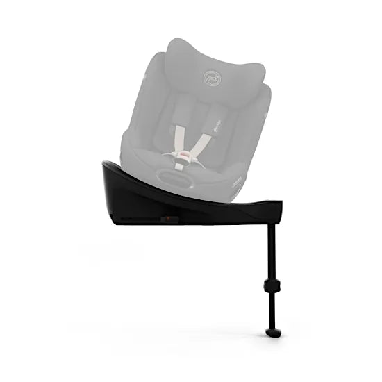 Side view of the CYBEX Base S rotating ISOFIX base with the Sirona S rear-facing car seat fitted