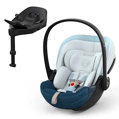 CYBEX Cloud S i-Size baby car seat with Base S rotating ISOFIX base in Opal Blue Style fabric