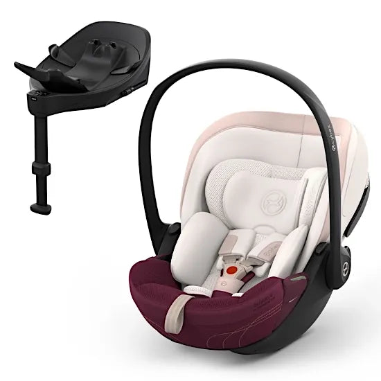 CYBEX Cloud S i-Size baby car seat with Base S rotating ISOFIX base in Quartz Pink Style fabric