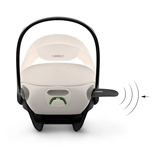 Rear view of the CYBEX Cloud S infant car seat with L.S.P. side-impact protection extended