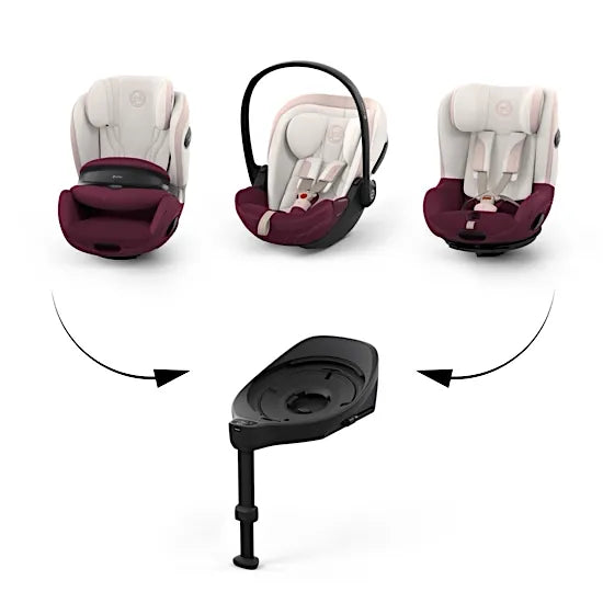 CYBEX Base S modular system with the Anoris S Airbag, Cloud S and Sirona S car seats in Quartz Pink