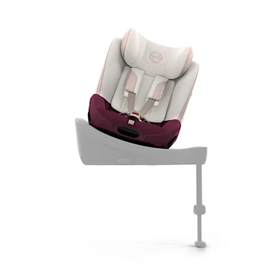 Front view of the CYBEX Sirona S rotating toddler car seat in Quartz Pink on the Base S