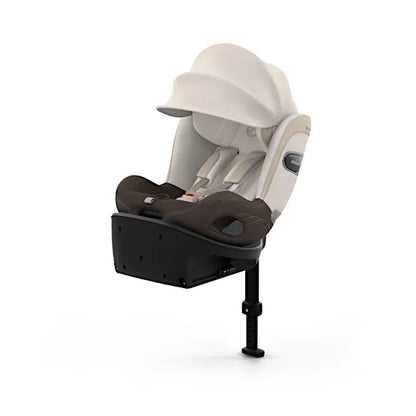 CYBEX Sirona Si i-Size rotating car seat with integrated ISOFIX base in Amber Brown Style fabric with XXL sun canopy