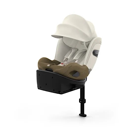 CYBEX Sirona Si i-Size rotating car seat with integrated ISOFIX base in Jade Green Style fabric with XXL sun canopy