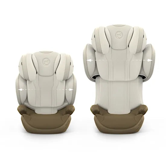 CYBEX Solution S headrest raising with automatic width adjustment as your child grows