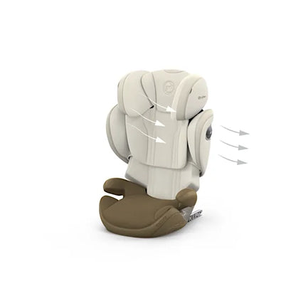 CYBEX Solution S booster seat with 3D mesh fabric and ventilated shell for all-round airflow