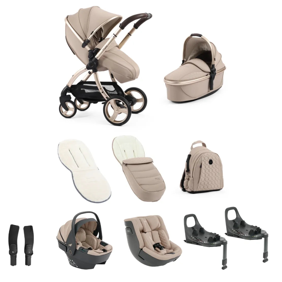 Egg3 Stroller 360 Luxury Family Travel System Bundle - Feather