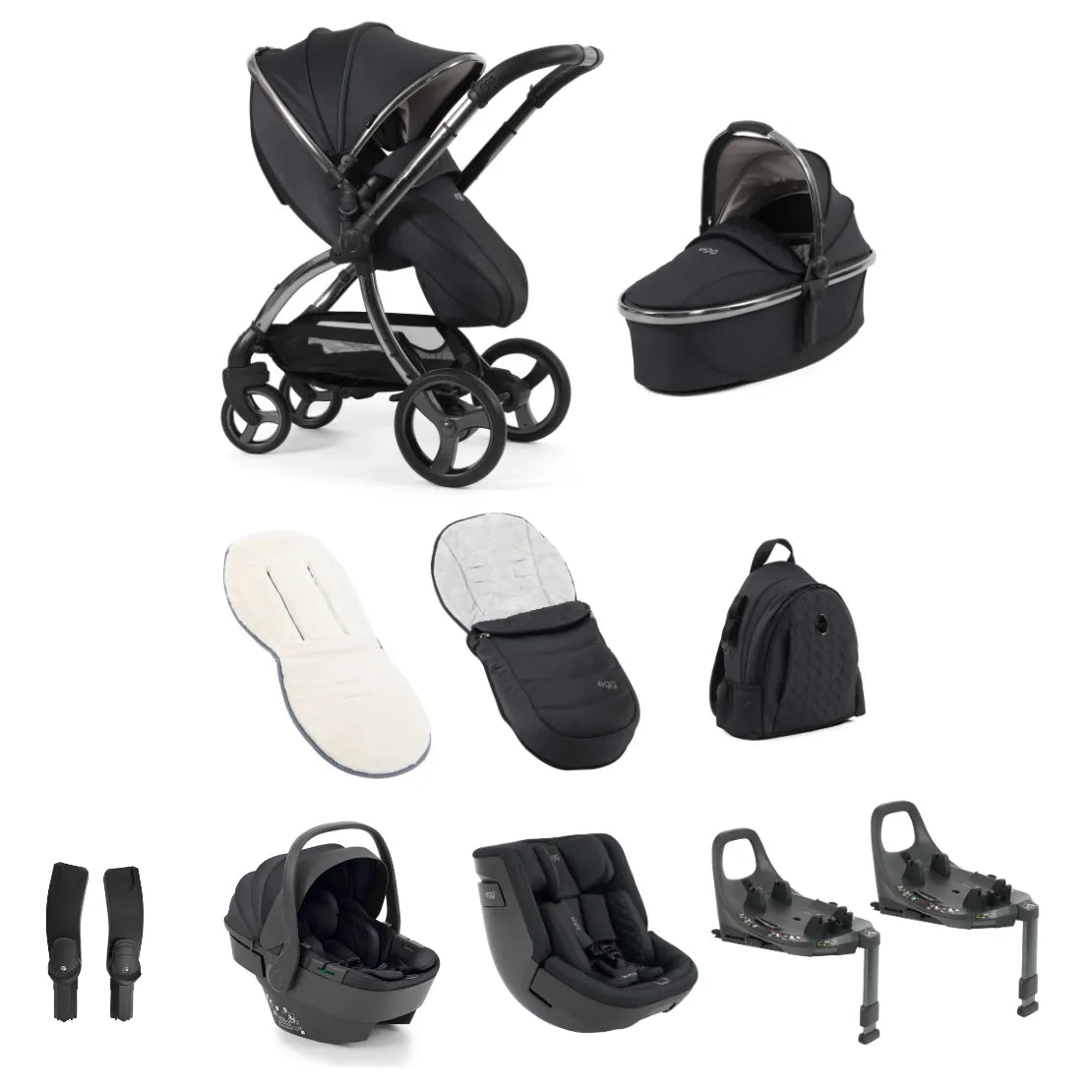 Egg3 Stroller 360 Luxury Family Travel System Bundle - Carbonite