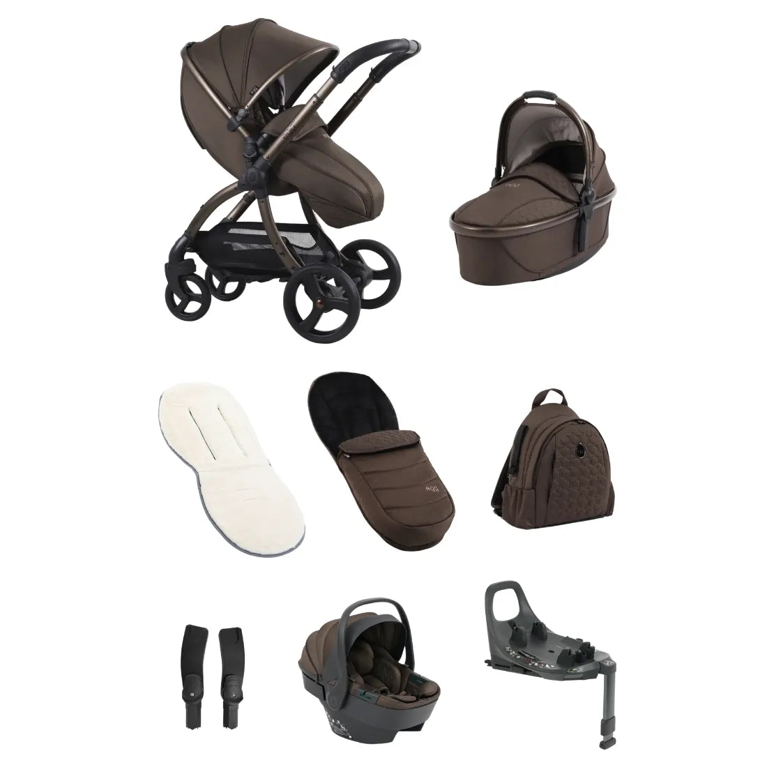 egg3 Luxury 360 Stroller Bundle - Chocolate Velvet