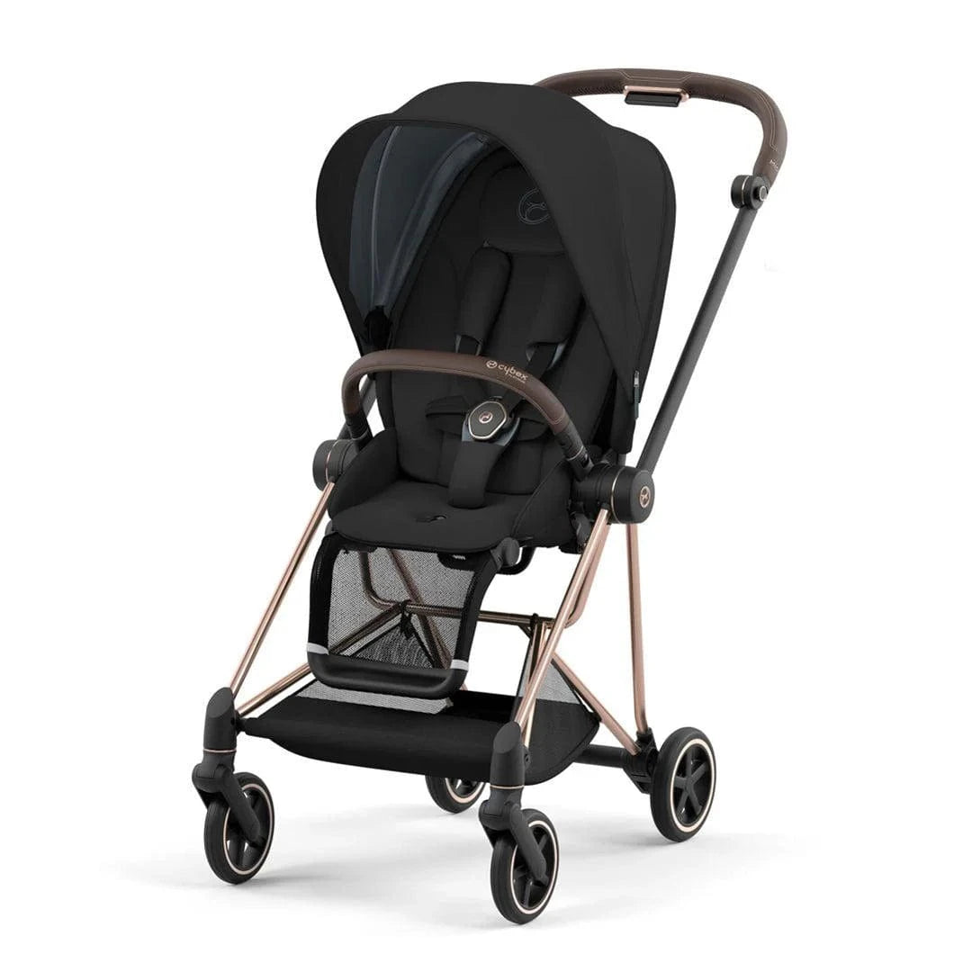 Outlet - Cybex Mios Pushchair with Carrycot - Deep Black with Rose Gold Frame