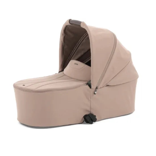 Oyster F-Lite Carrycot in Taupe with extendable UPF50+ canopy and leatherette carry handle