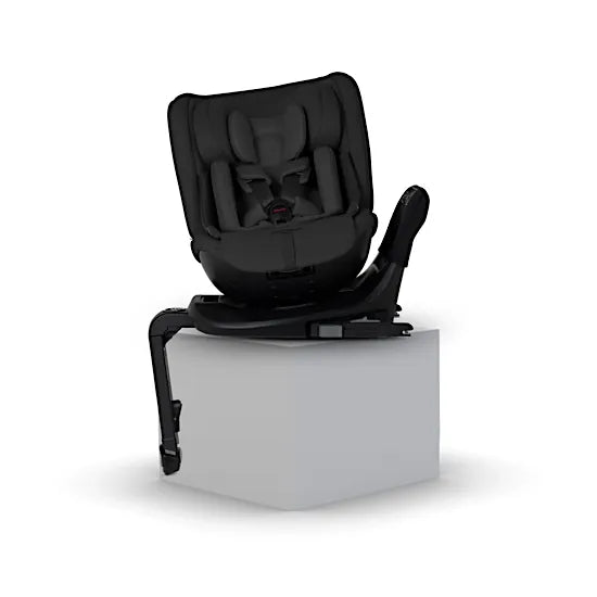 Silver Cross Motion 3 car seat rotated 360 degrees on its ISOFIX base for easy side loading