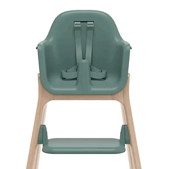 Front view of the UPPAbaby Ciro V2 seat in Betsy spruce green with 5-point harness and footrest