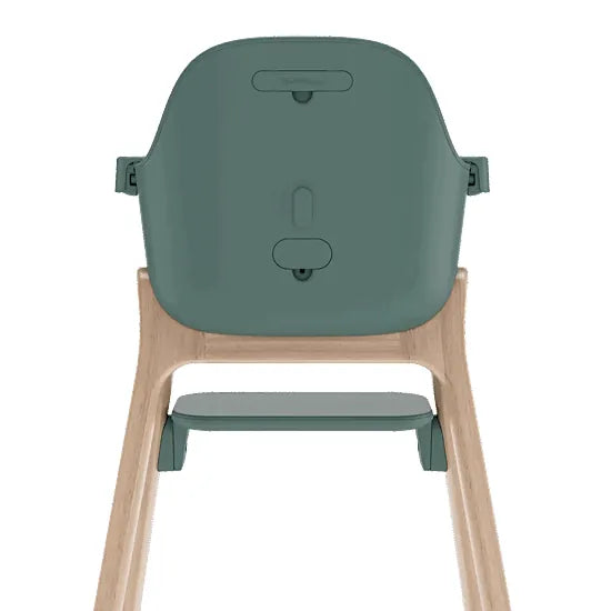 Rear view of the UPPAbaby Ciro V2 High Chair in Betsy spruce green showing the back of the seat