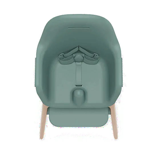Top-down view of the UPPAbaby Ciro V2 seat in Betsy spruce green showing the silicone harness