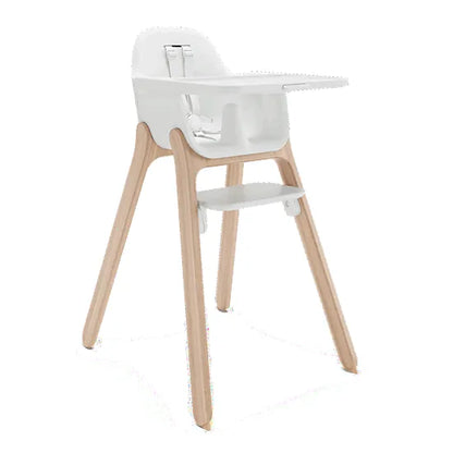 UPPAbaby Ciro V2 High Chair in Anya warm white with natural wood legs and tray attached